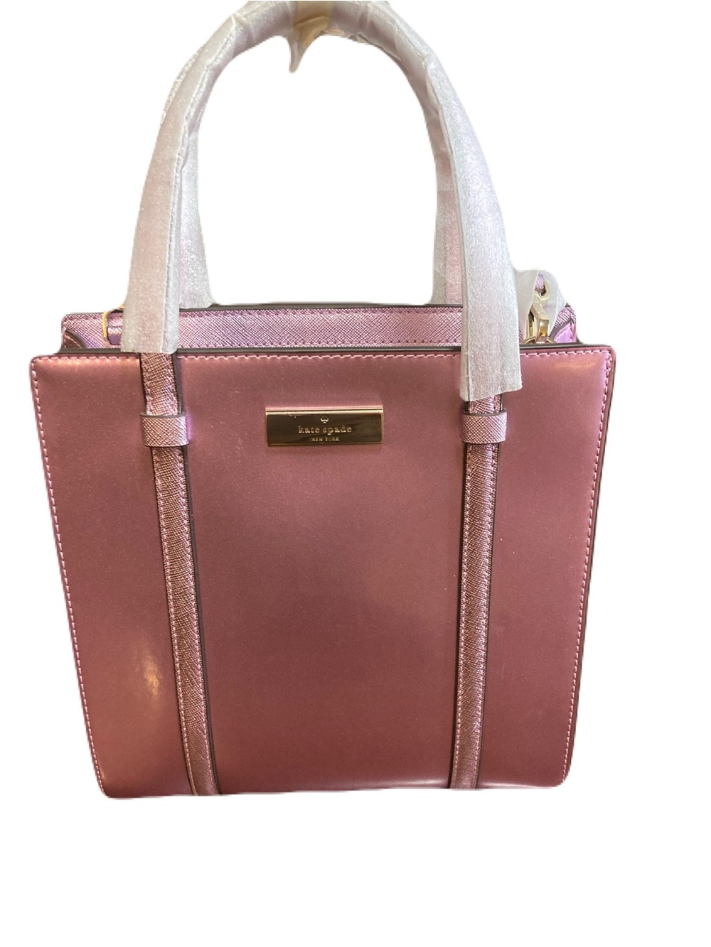 Kate Spade Kenzie Small Crossbody Tote Bag Quartz Pink Metallic Patent K1956 NWT - Picture 4 of 12